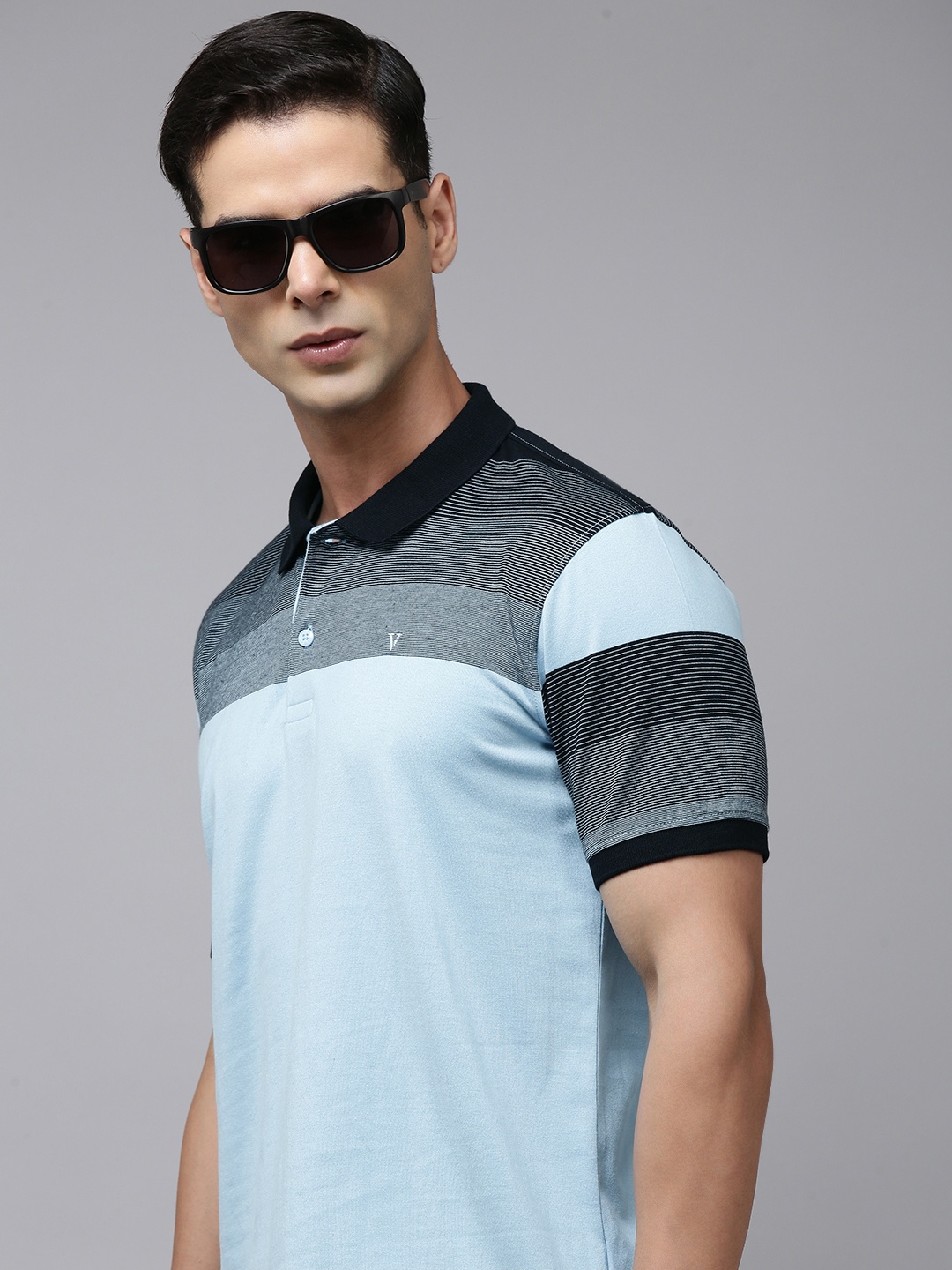 

Van Heusen Sport Striped Polo Collar Slim Fit Casual T-shirt, Blue