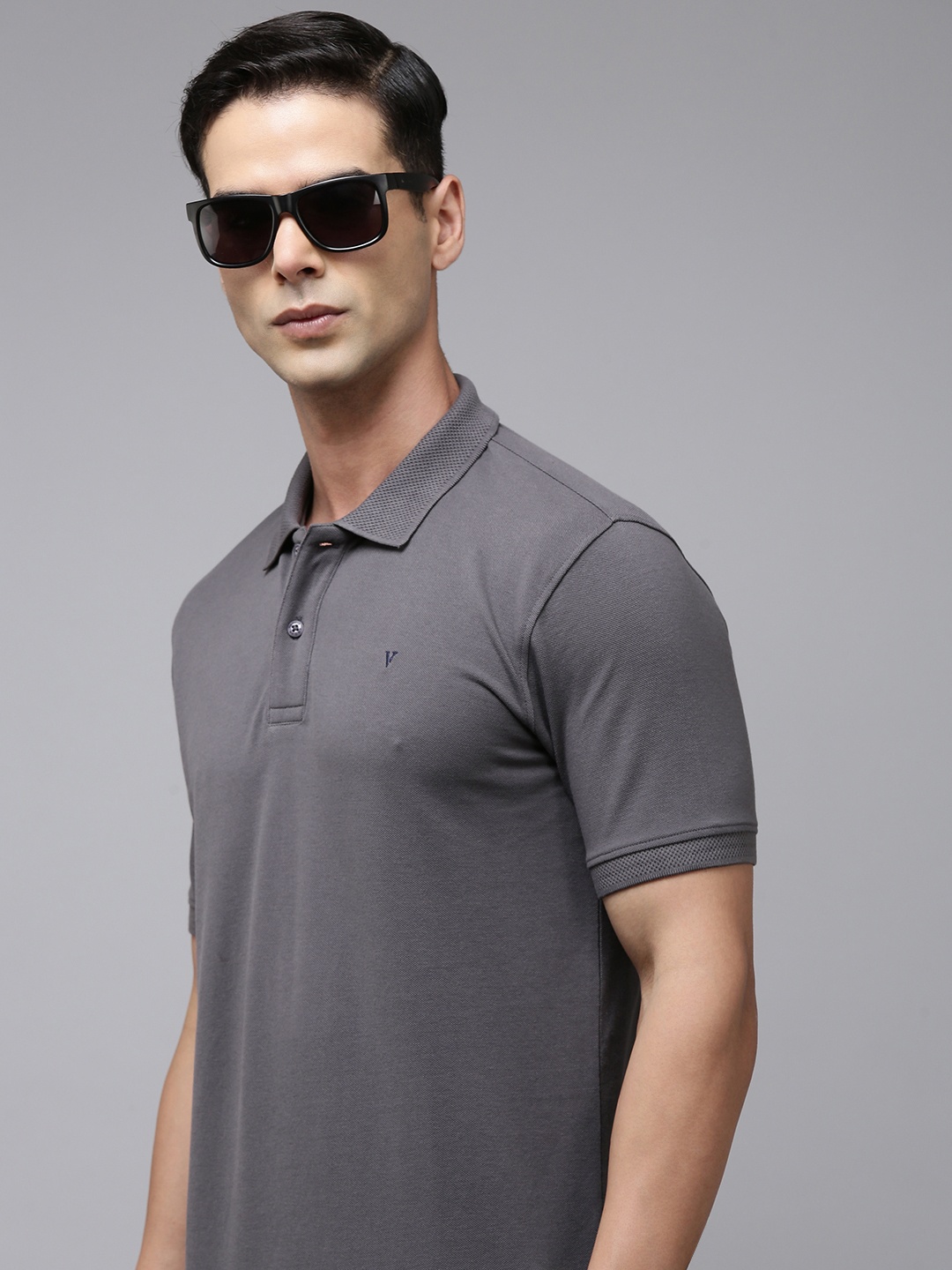 

Van Heusen Sport Solid Polo Collar Slim Fit Casual T-shirt, Charcoal