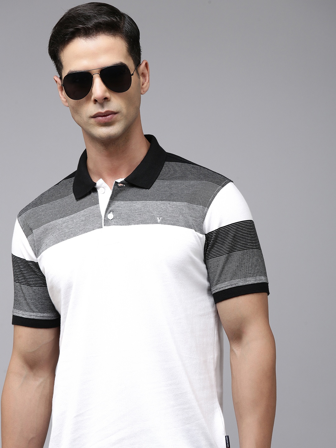 

Van Heusen Sport Striped Polo Collar Slim Fit Casual T-shirt, White