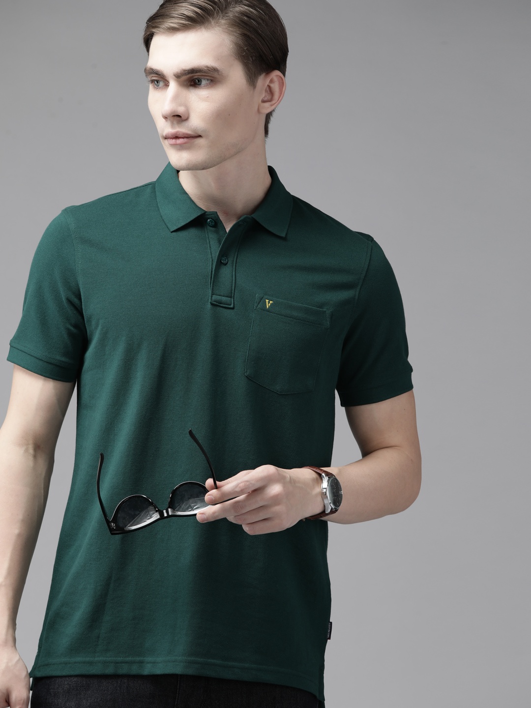 

Van Heusen Sport Solid Chest Pocket Detailed Polo Collar T-shirt, Green