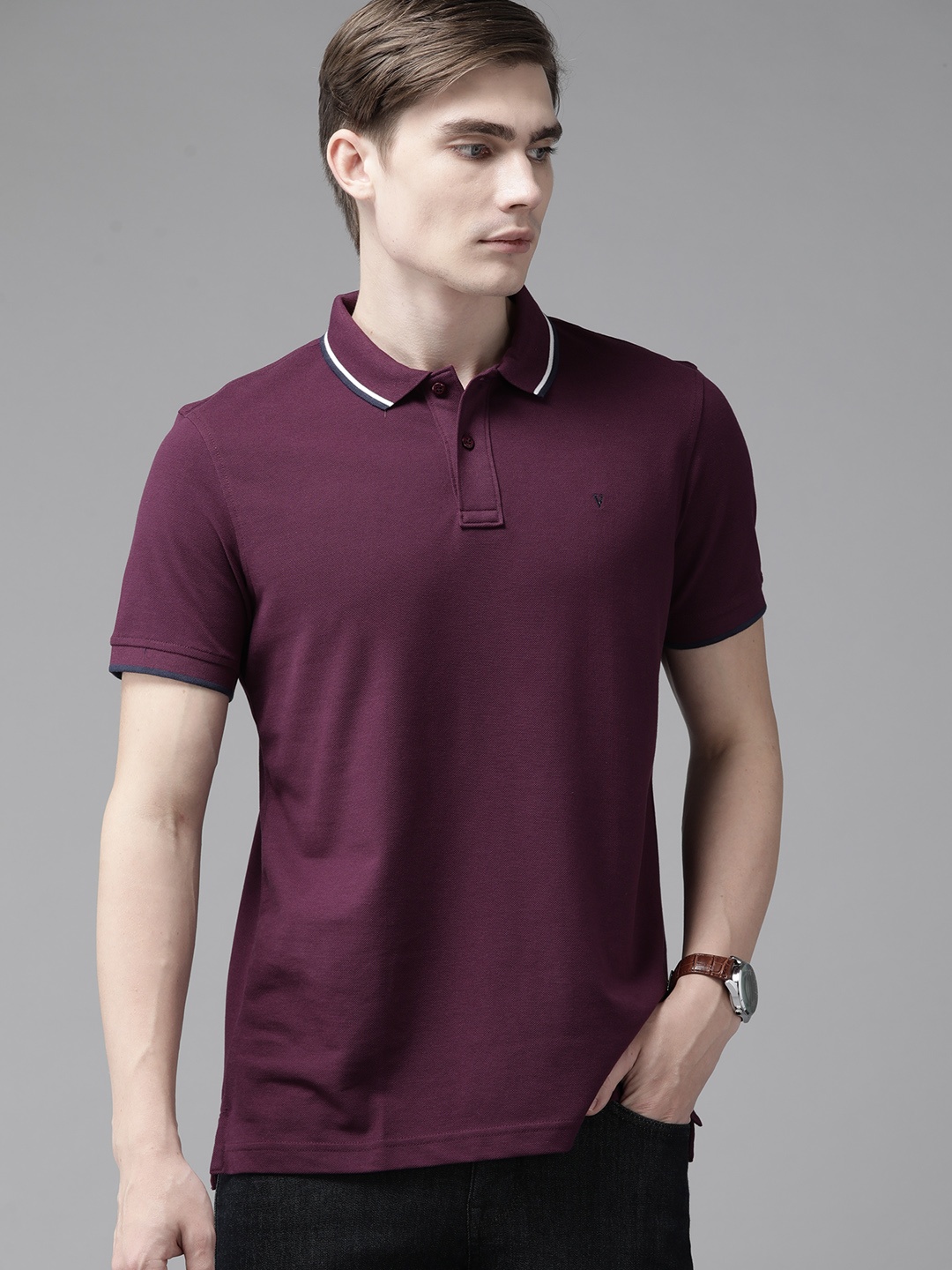 

Van Heusen Sport Solid Polo Collar T-shirt, Purple