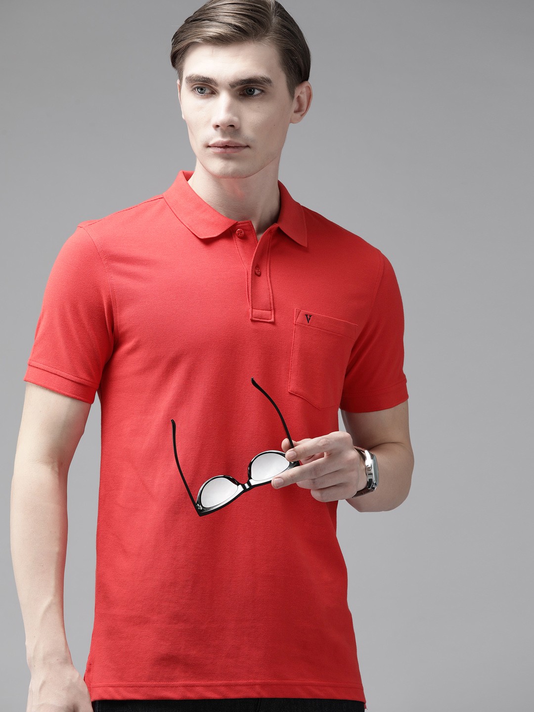 

Van Heusen Sport Solid Chest Pocket Detailed Polo Collar T-shirt, Red