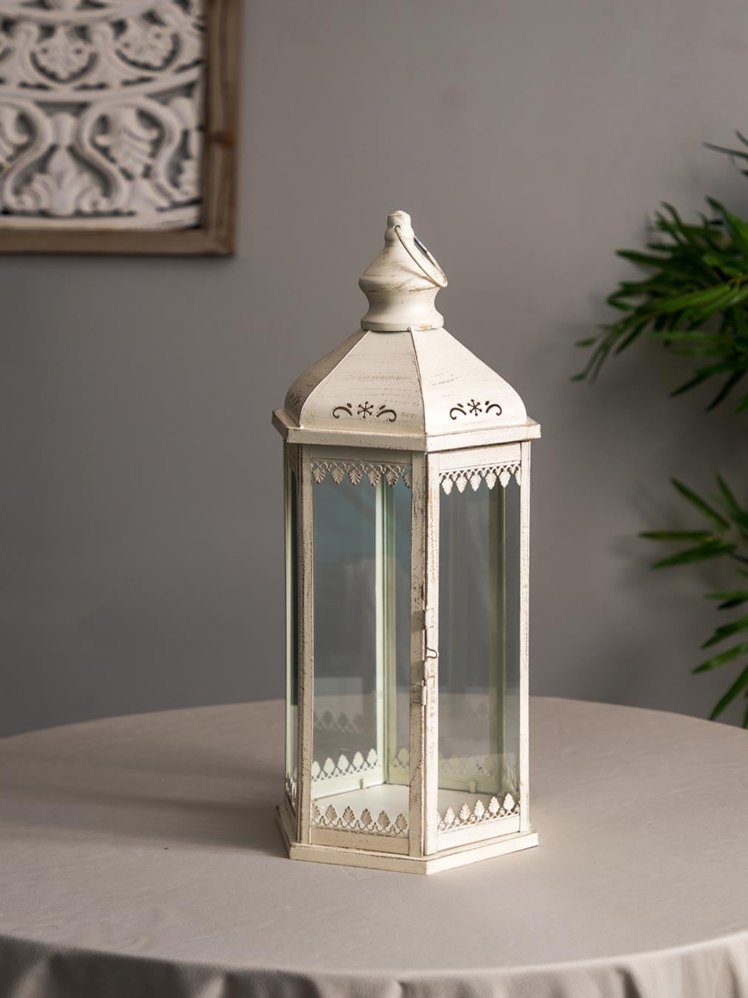 

THEDECORKART White Lantern Candle Holder