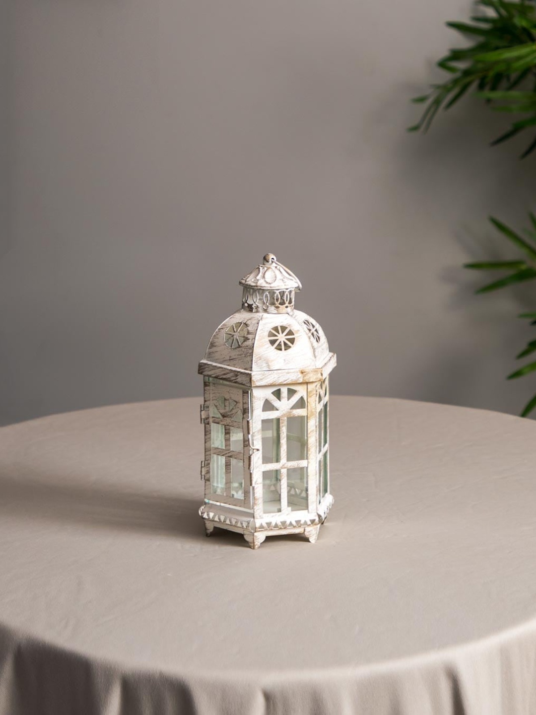 

THEDECORKART White Lantern Candle Holder