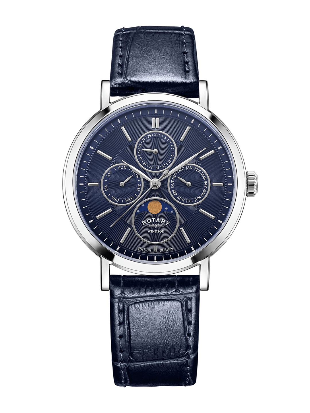 

Rotary Men Textured Dial & Leather Straps Analogue Watch GS05425 05, Blue