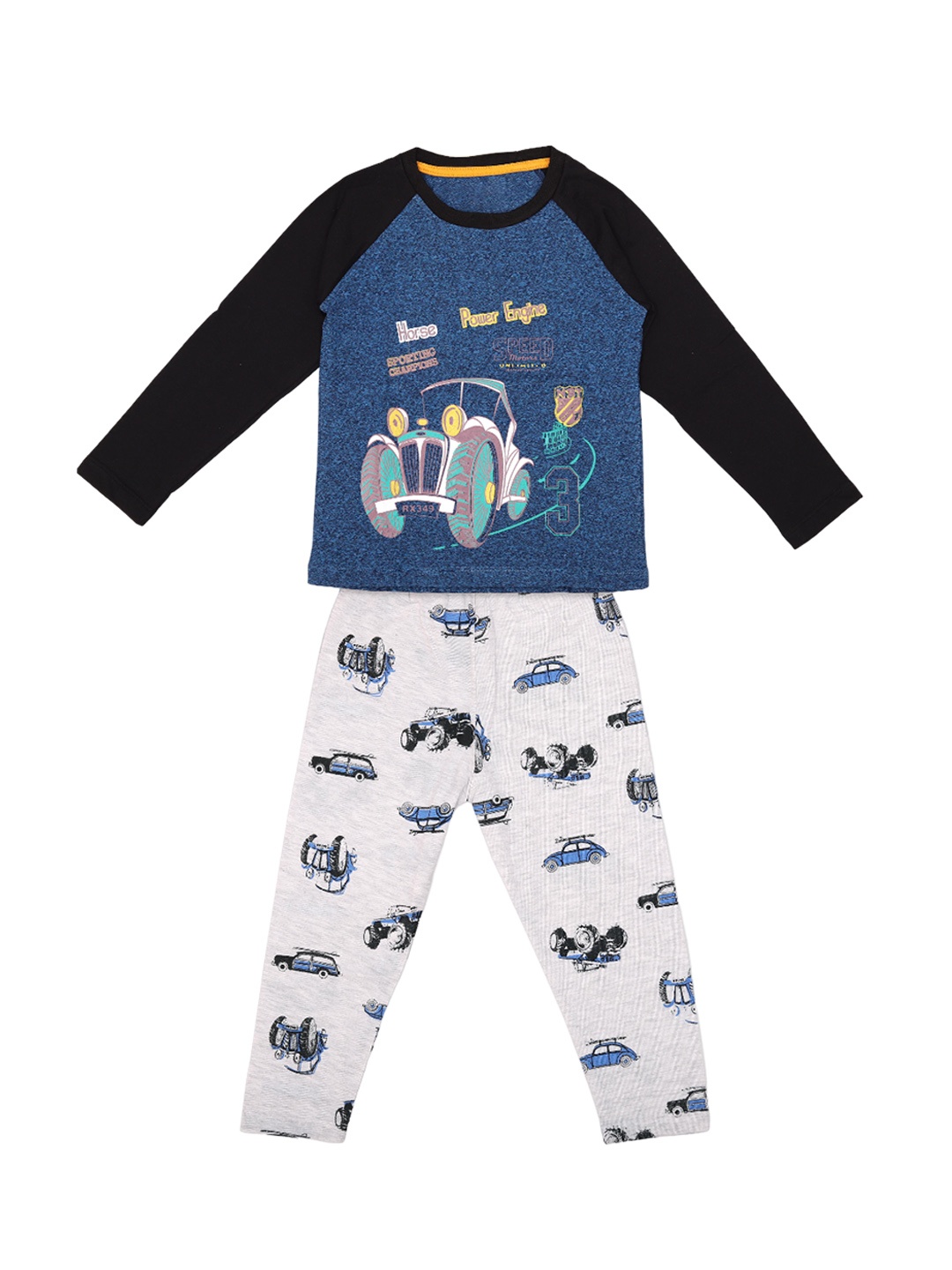 

HERE&NOW Boys Graphic Printed Night Suit, Blue