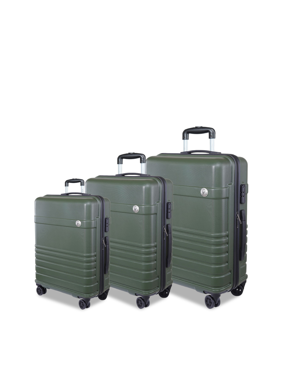

VERAGE Set Of 3 Textured Hard-Sided Trolley Suitcases, Olive