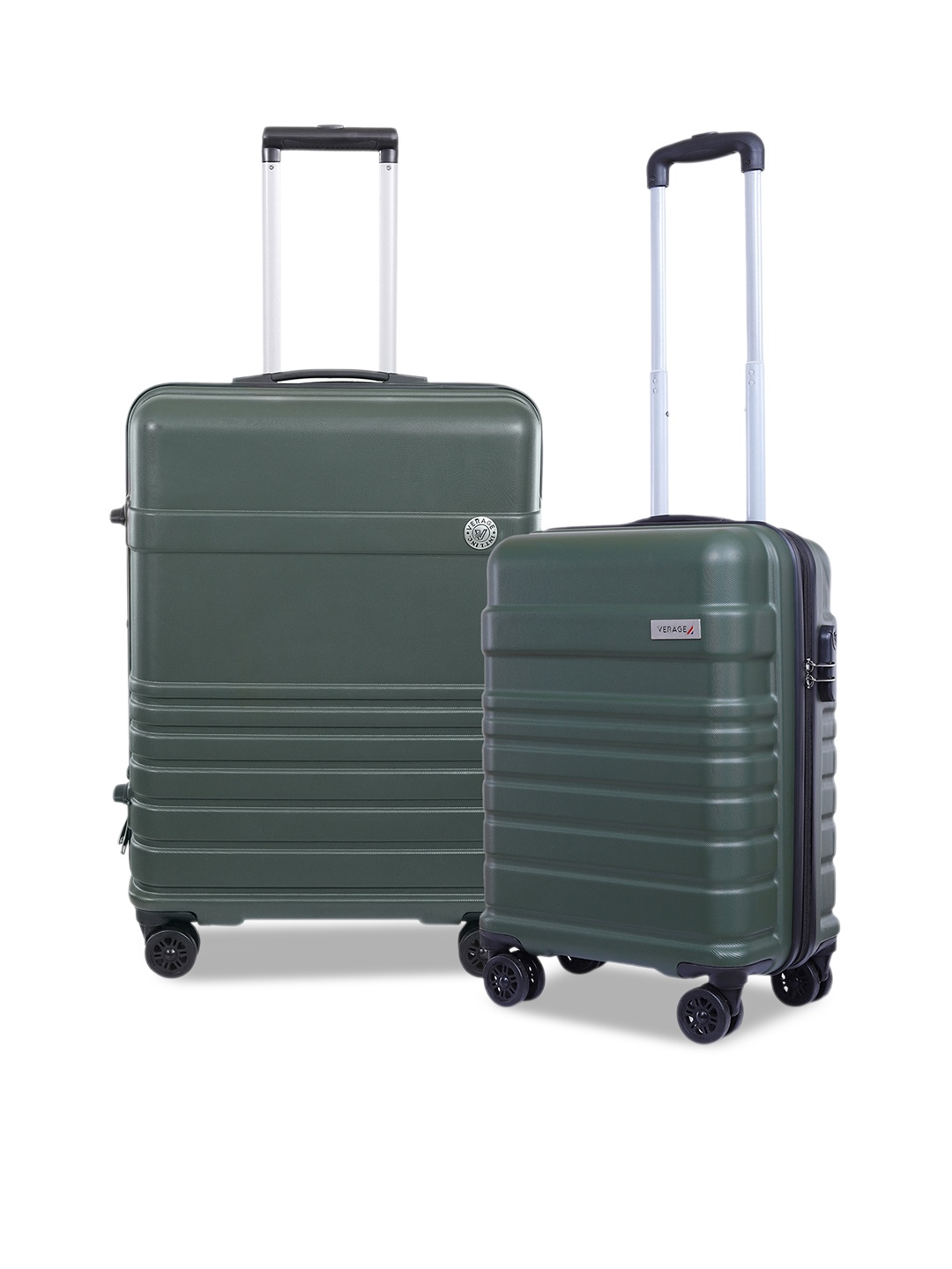 

VERAGE Set of 2 Textured Hard-sided Trolley Medium & Cabin Suitcases, Olive