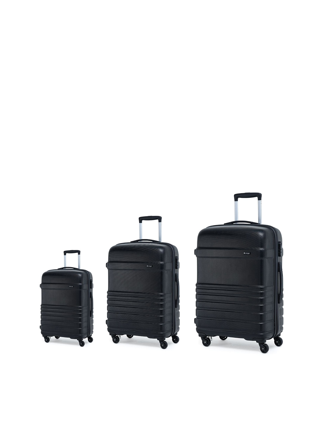 

VERAGE Set of 3 Textured Hard-Sided Suitcases, Black