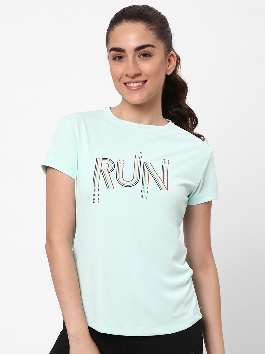

R&B Typography Printed Round Neck Short Sleeves T-shirt, Blue