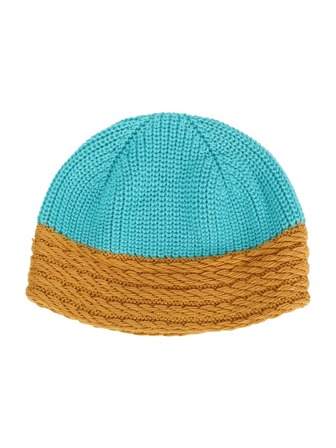 

Bharatasya Men Knitted Cotton Beanie, Turquoise blue