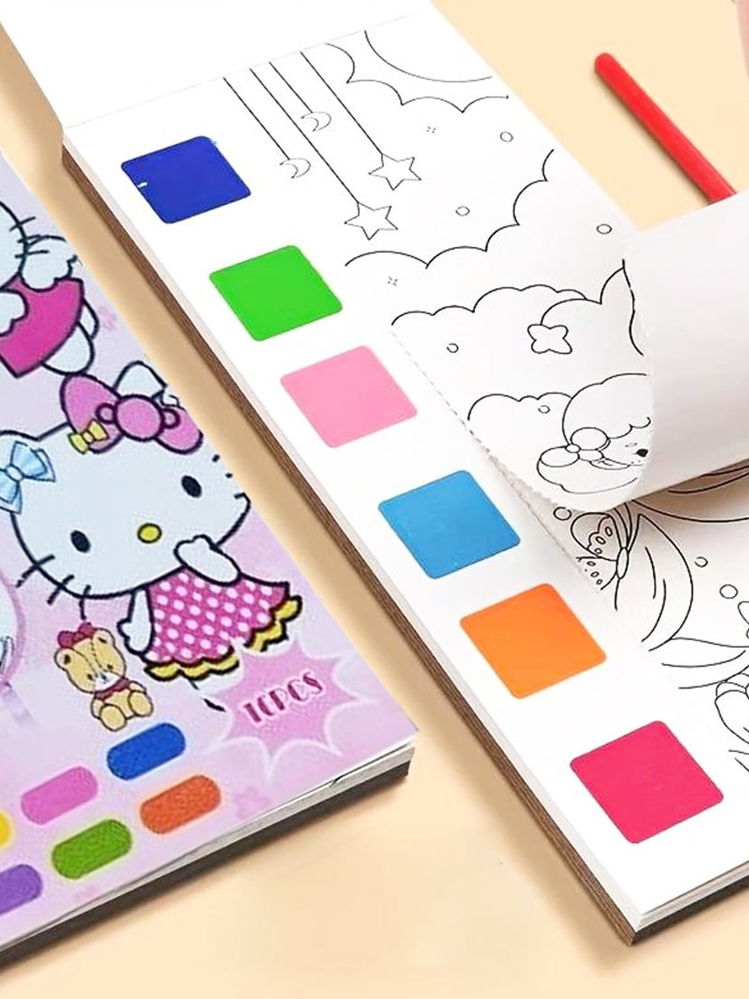 

MUREN Kids Pack of 3 Pocket Watercolor Painting Book With Color & Brush, Yellow