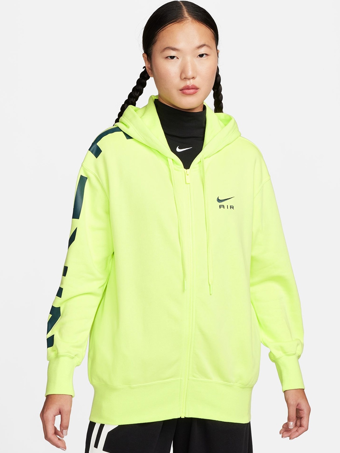

Nike X Air Sportswear Women Oversized Fit Fleece Hooded Jackets, Yellow