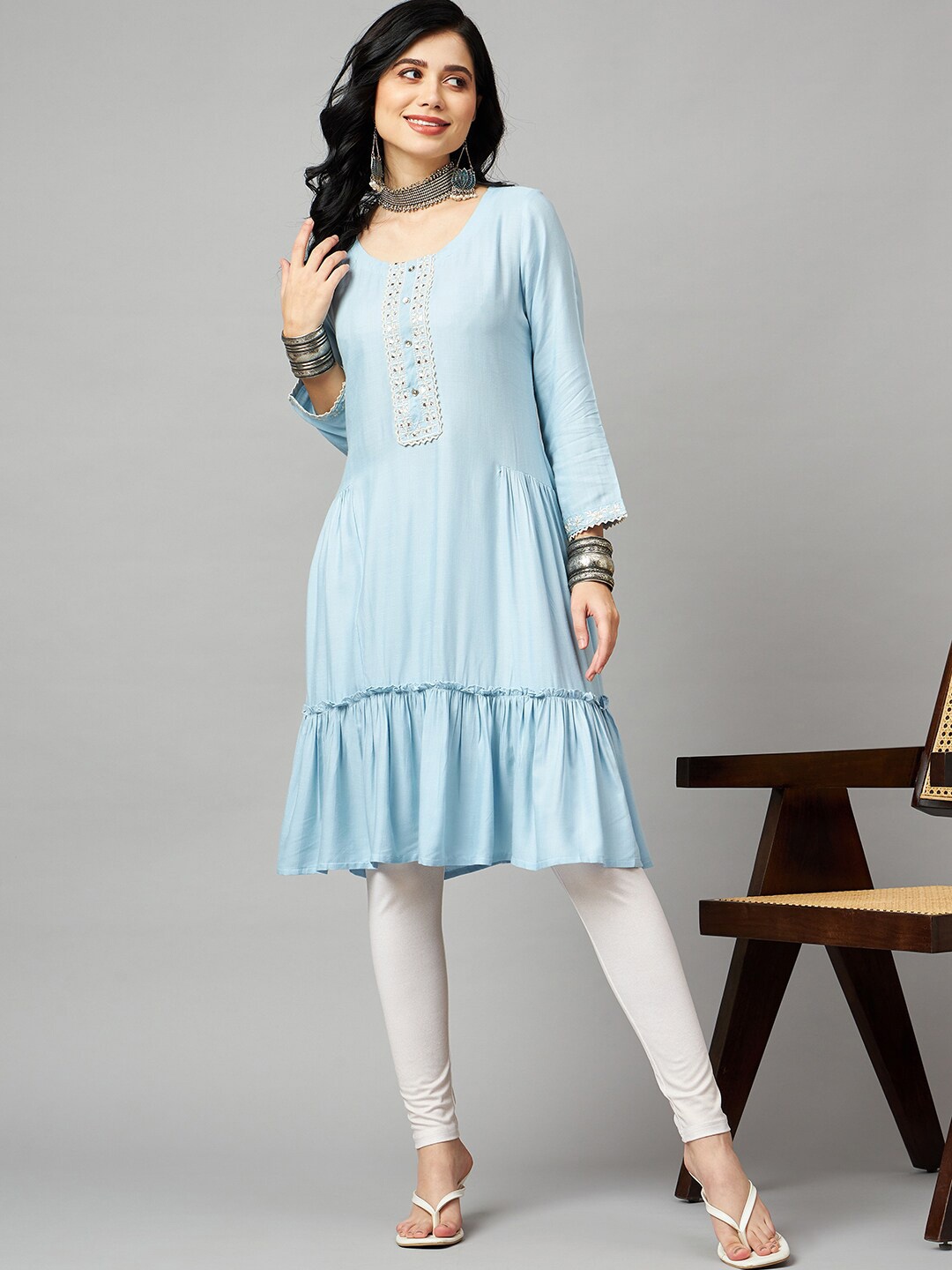 

Nimayaa Gotta Patti Embellished A-Line Kurta, Blue