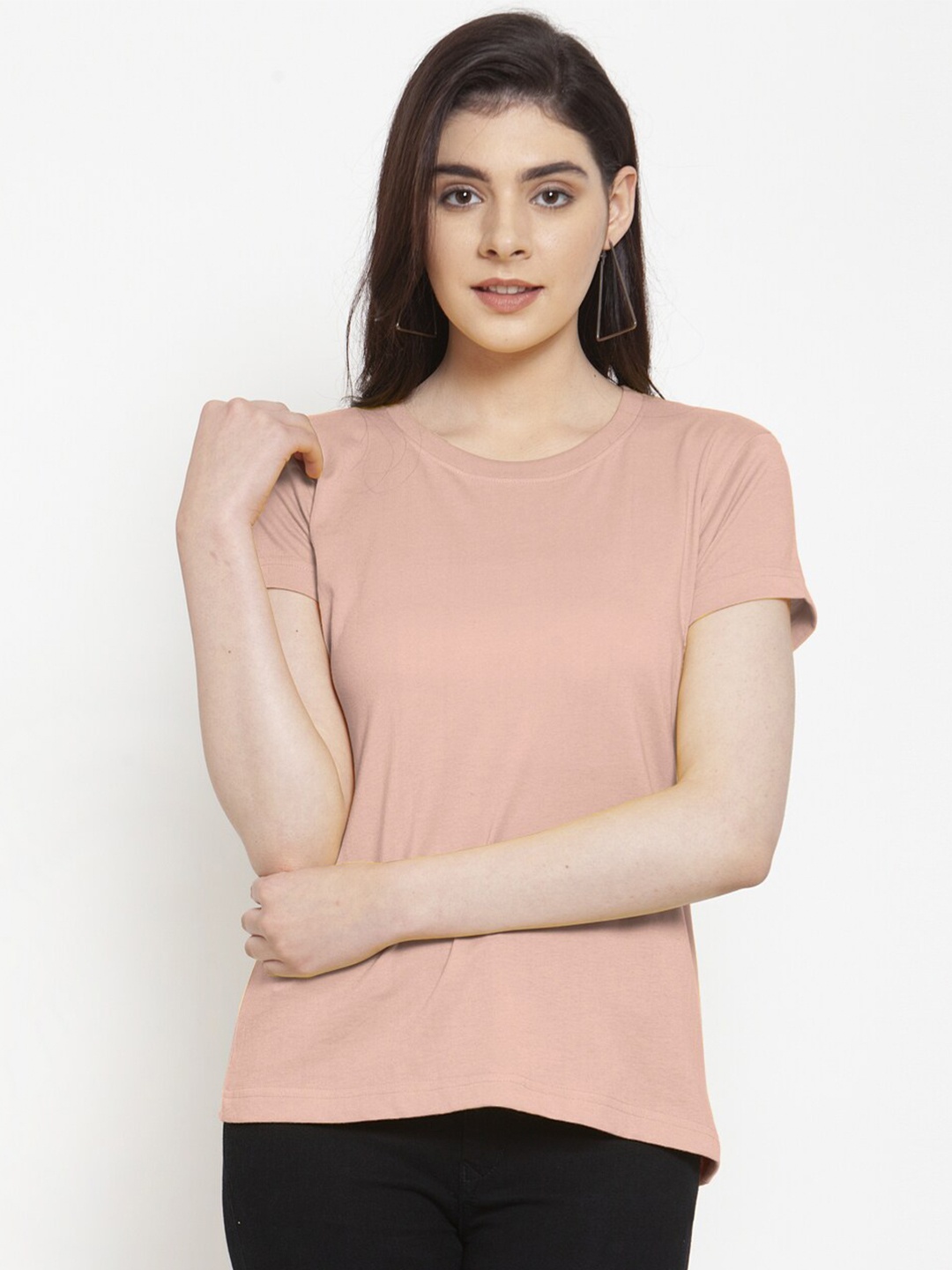 

Friskers Round Neck Pure Cotton Slim Fit T-shirt, Coral