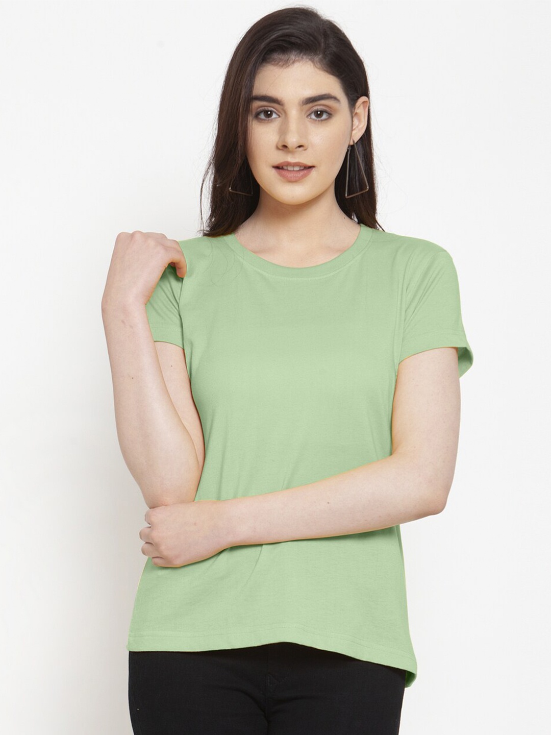 

Friskers Round Neck Slim Fit Pure Cotton T-shirt, Sea green