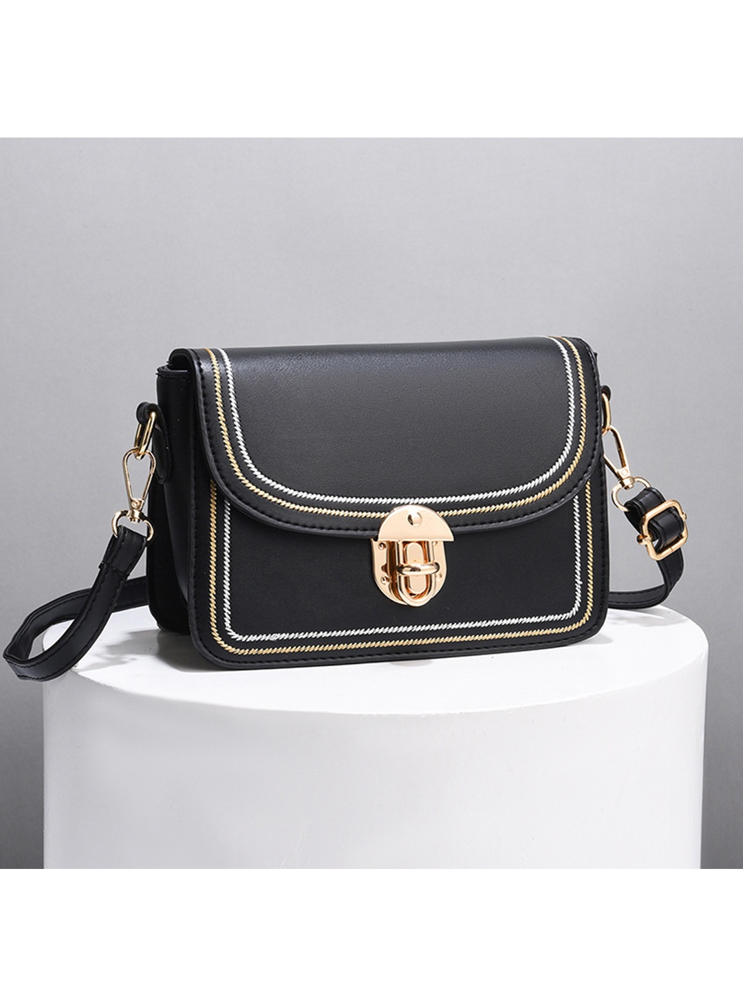 

Angeline Structured Sling Bag, Black
