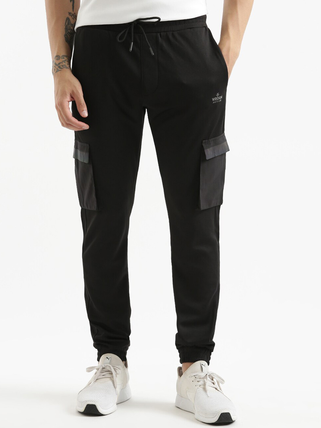 

WROGN Men Slim-Fit Joggers, Black