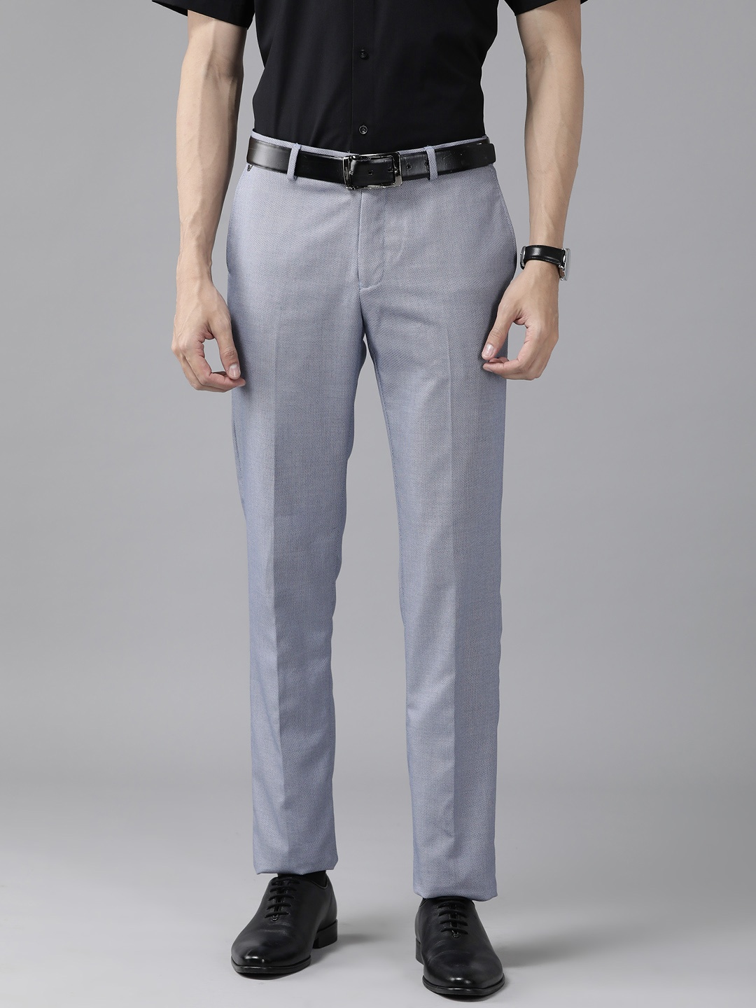

Blackberrys Men Slim Fit Formal Trousers, Blue