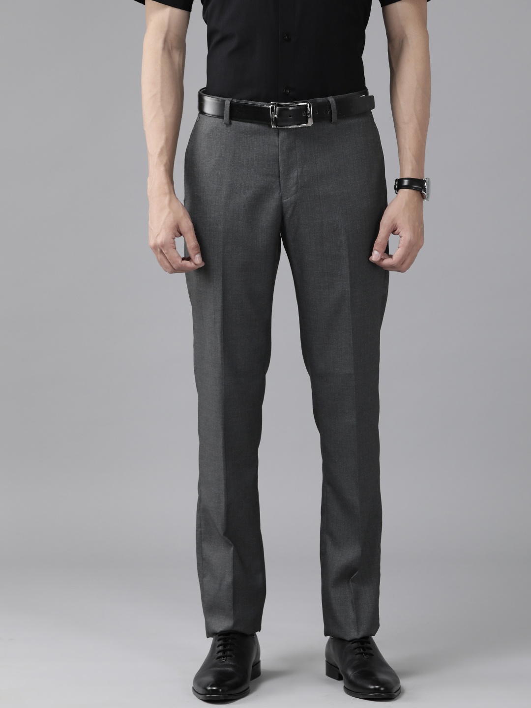 

Blackberrys Men Slim Fit Formal Trousers, Grey