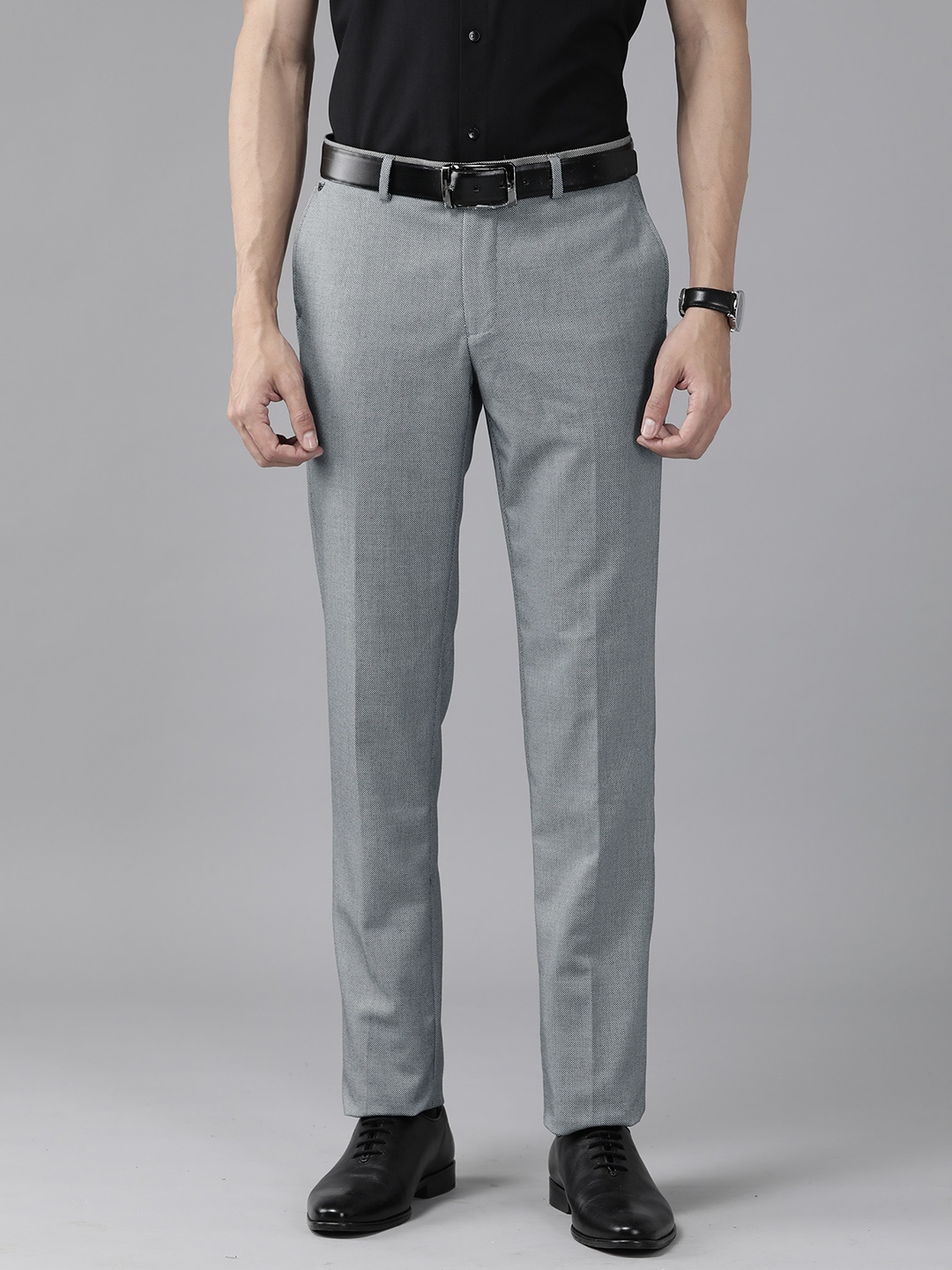 

Blackberrys Men Skinny Fit Formal Trousers, Grey