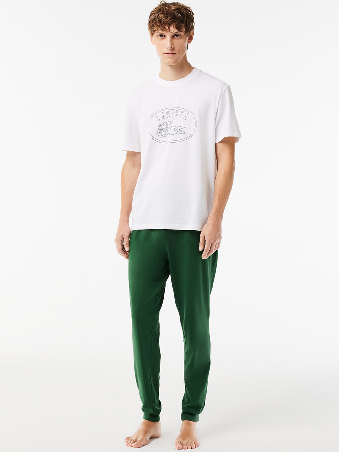 

Lacoste Typography Printed Round Neck Night suit, Green