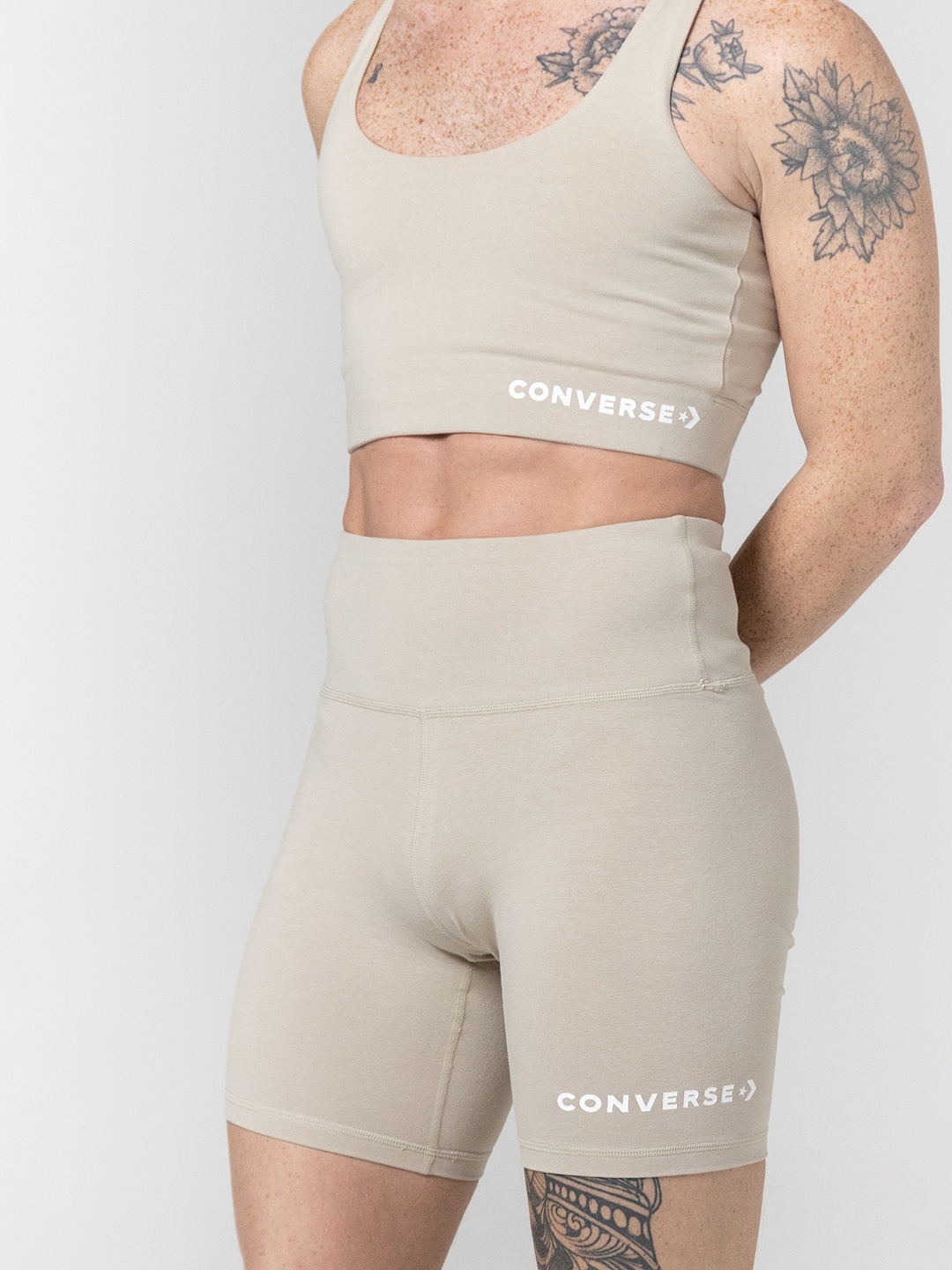 

Converse Women Wordmark Bike Shorts, Beige