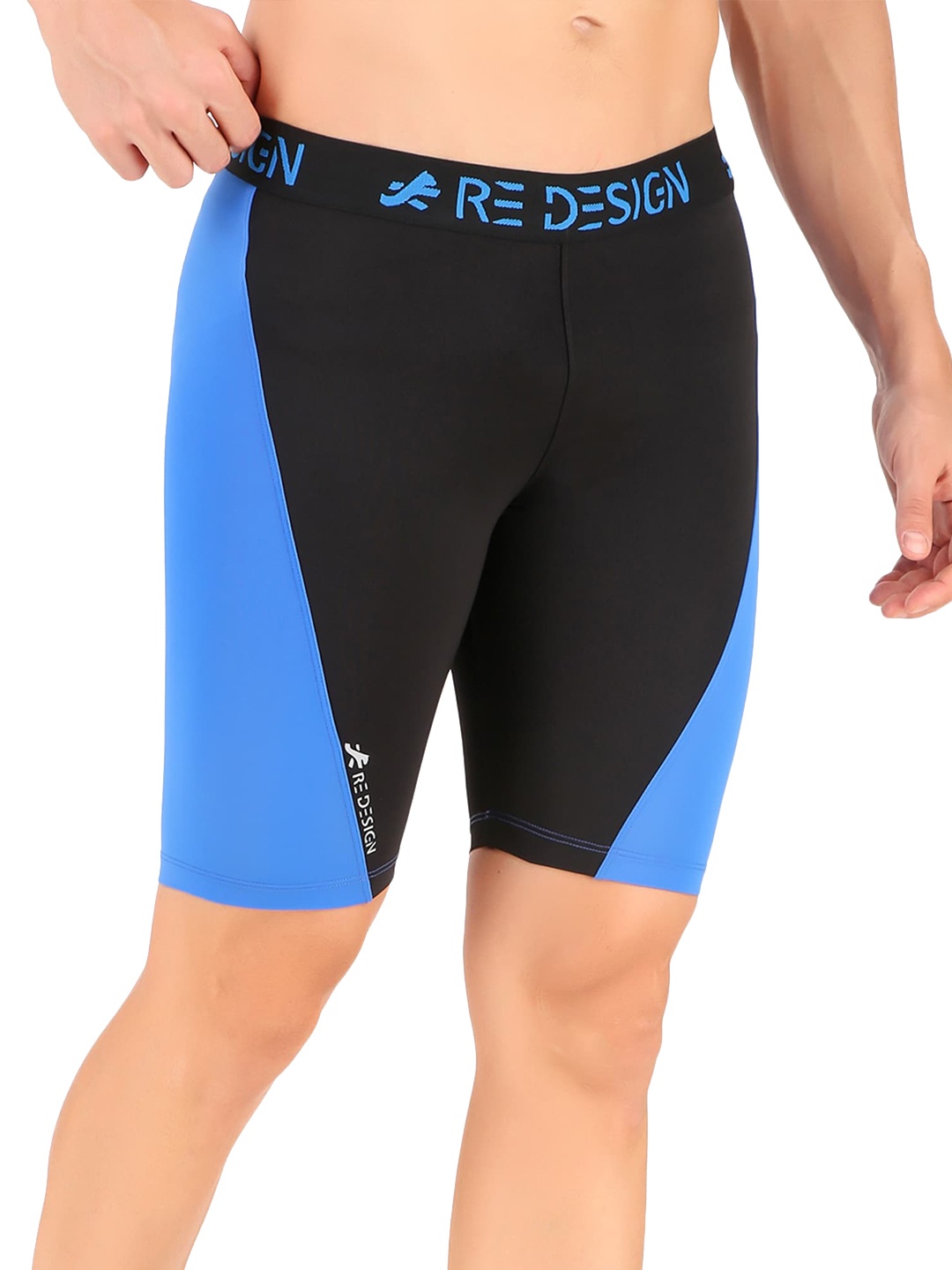 

REDESIGN Men Rapid-Dry Skinny Fit Running Sports Shorts, Blue
