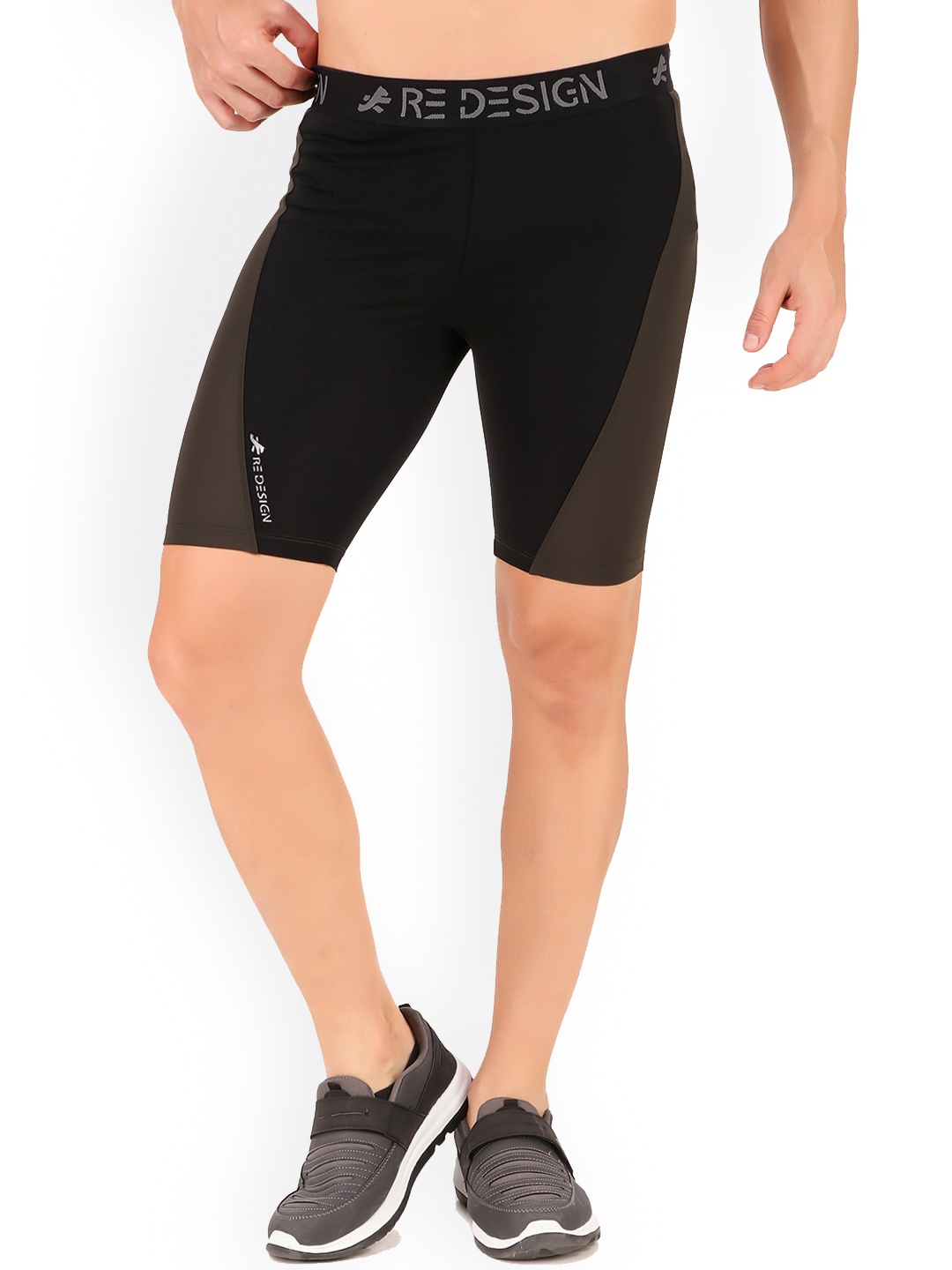 

REDESIGN Men Colourblocked Skinny Fit Rapid-Dry Running Sports Shorts, Green