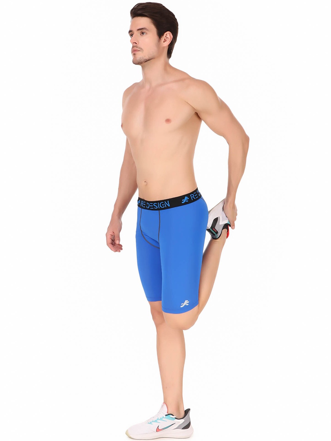 REDESIGN Men Skinny Fit Rapid-Dry Running Sports Shorts, Blue