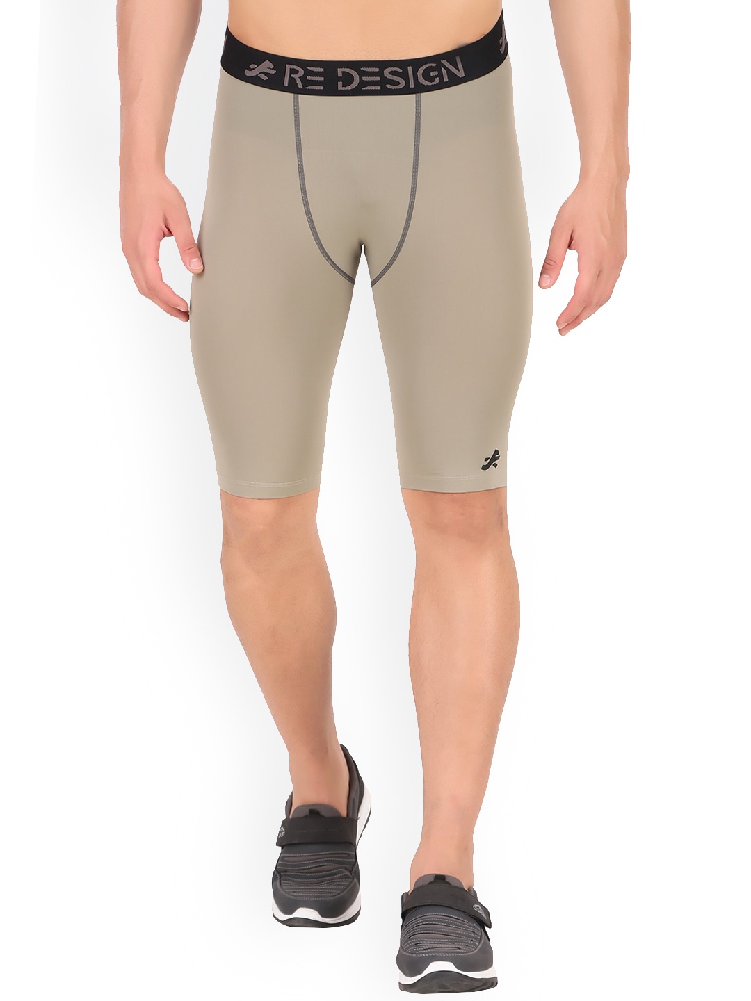 

REDESIGN Men Beige Skinny Fit Running Sports Shorts