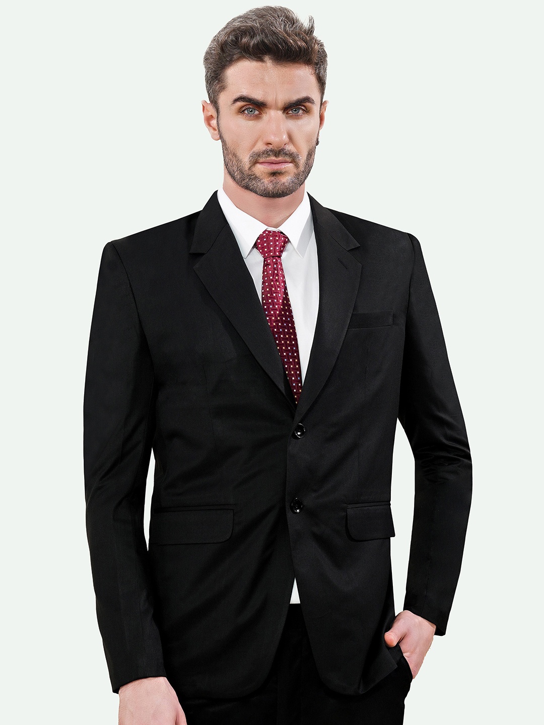 

FRENCH CROWN Men Notched Lapel Single Breasted Formal Blazer, Black