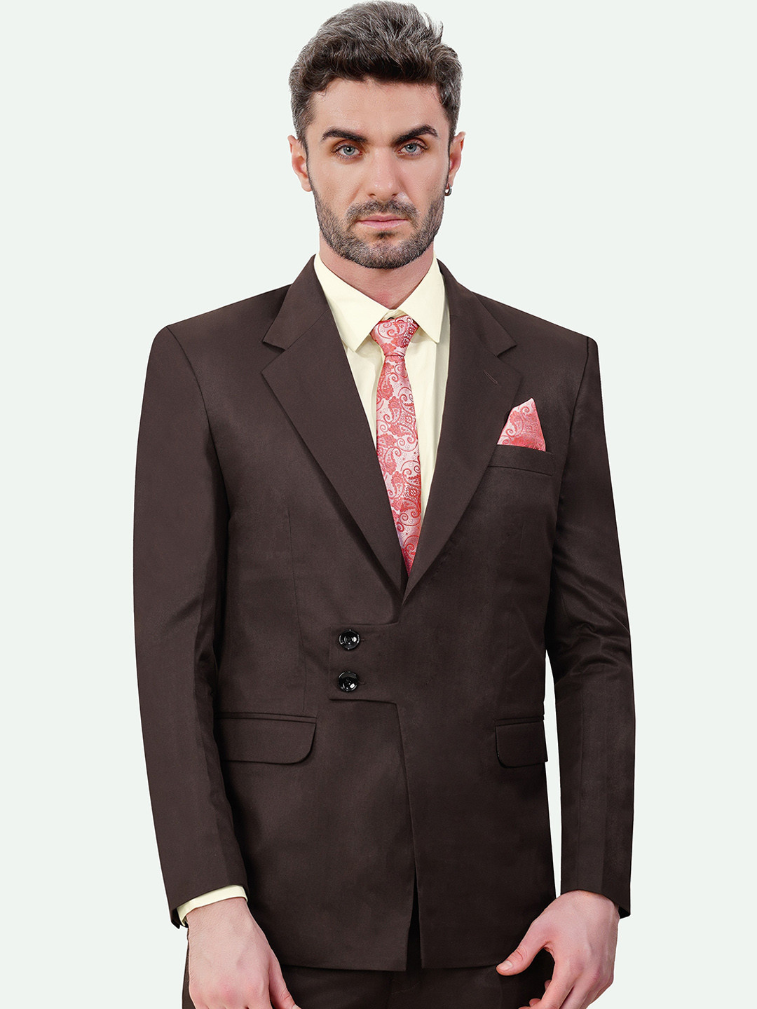 

FRENCH CROWN Single Breasted Formal Blazer, Brown
