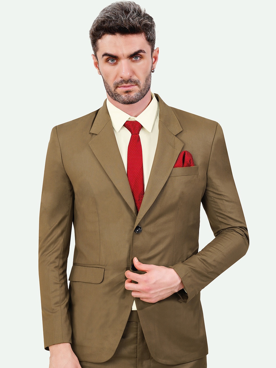 

FRENCH CROWN Slim-Fit Single Breasted Formal Blazer, Brown