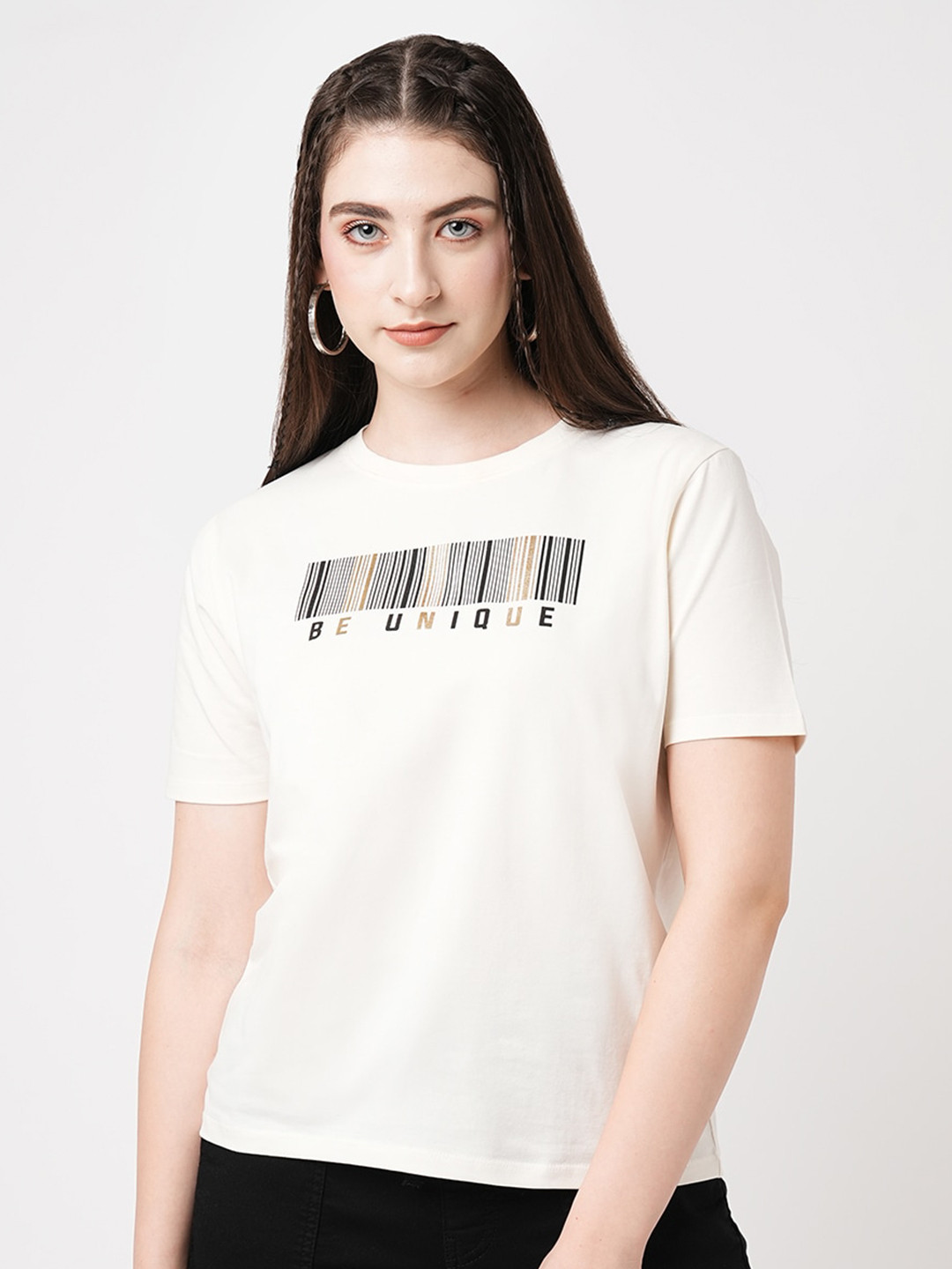 

Kraus Jeans Typography Printed Slim Fit Cotton T-shirt, Cream