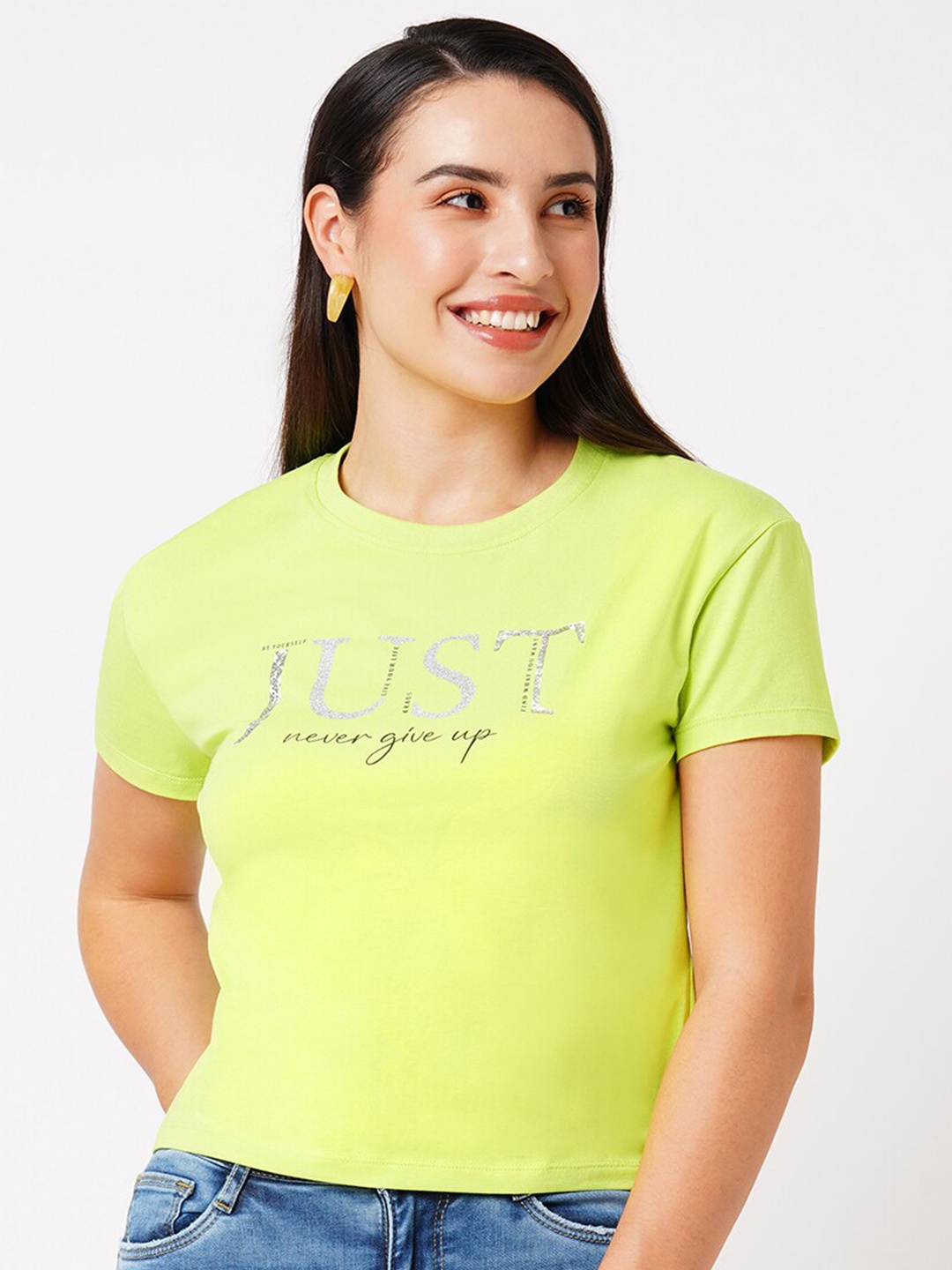 

Kraus Jeans Typography Printed Slim Fit T-shirt, Lime green