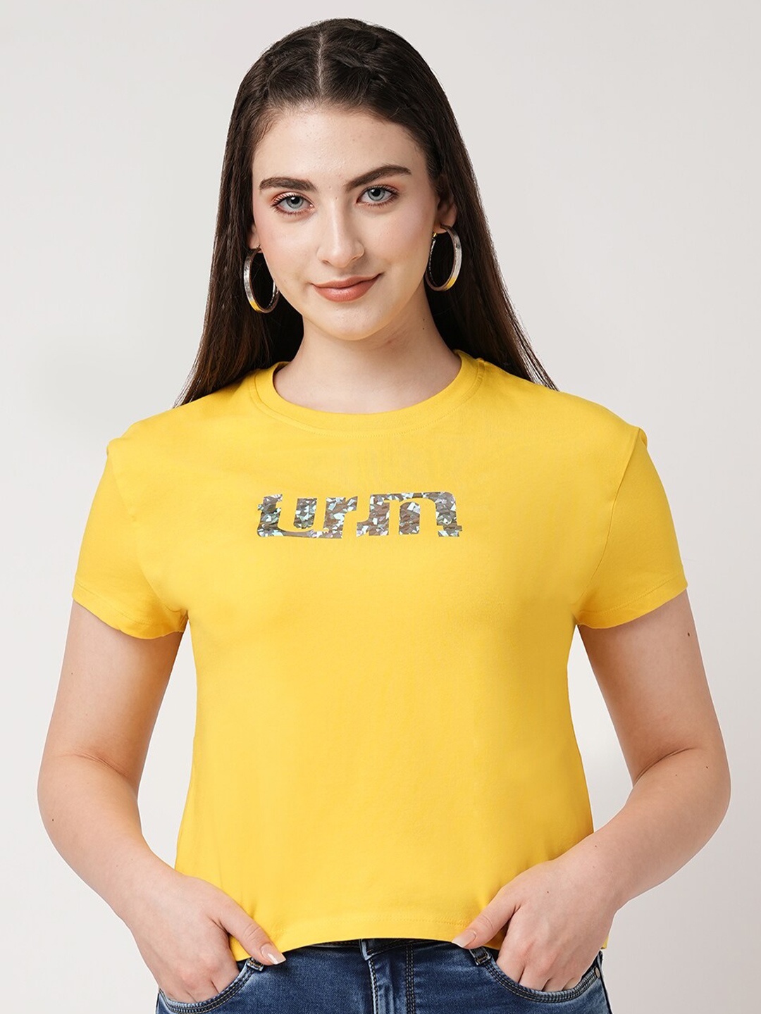

Kraus Jeans Typography Printed Casual T-Shirt, Yellow