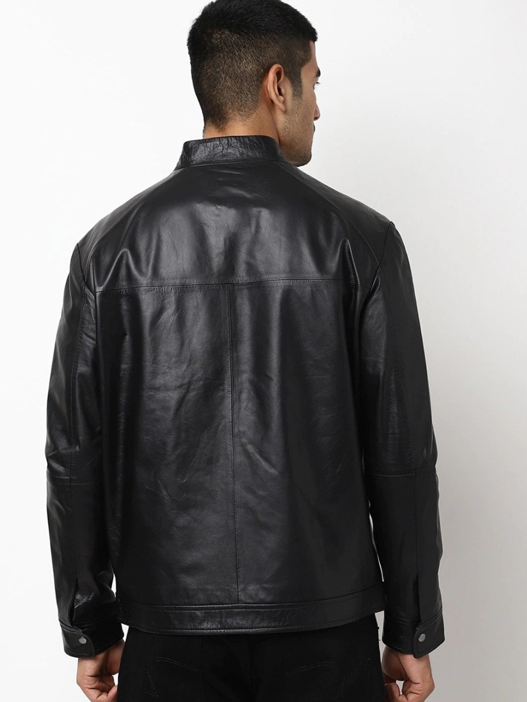 

Tortoise Men Leather Lightweight Biker Jacket, Black