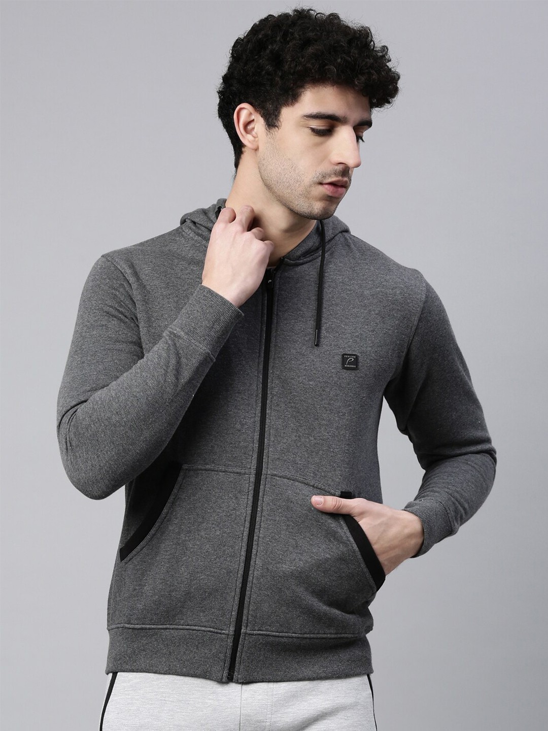 

Proline Hooded Cotton Front-Open Sweatshirt, Charcoal