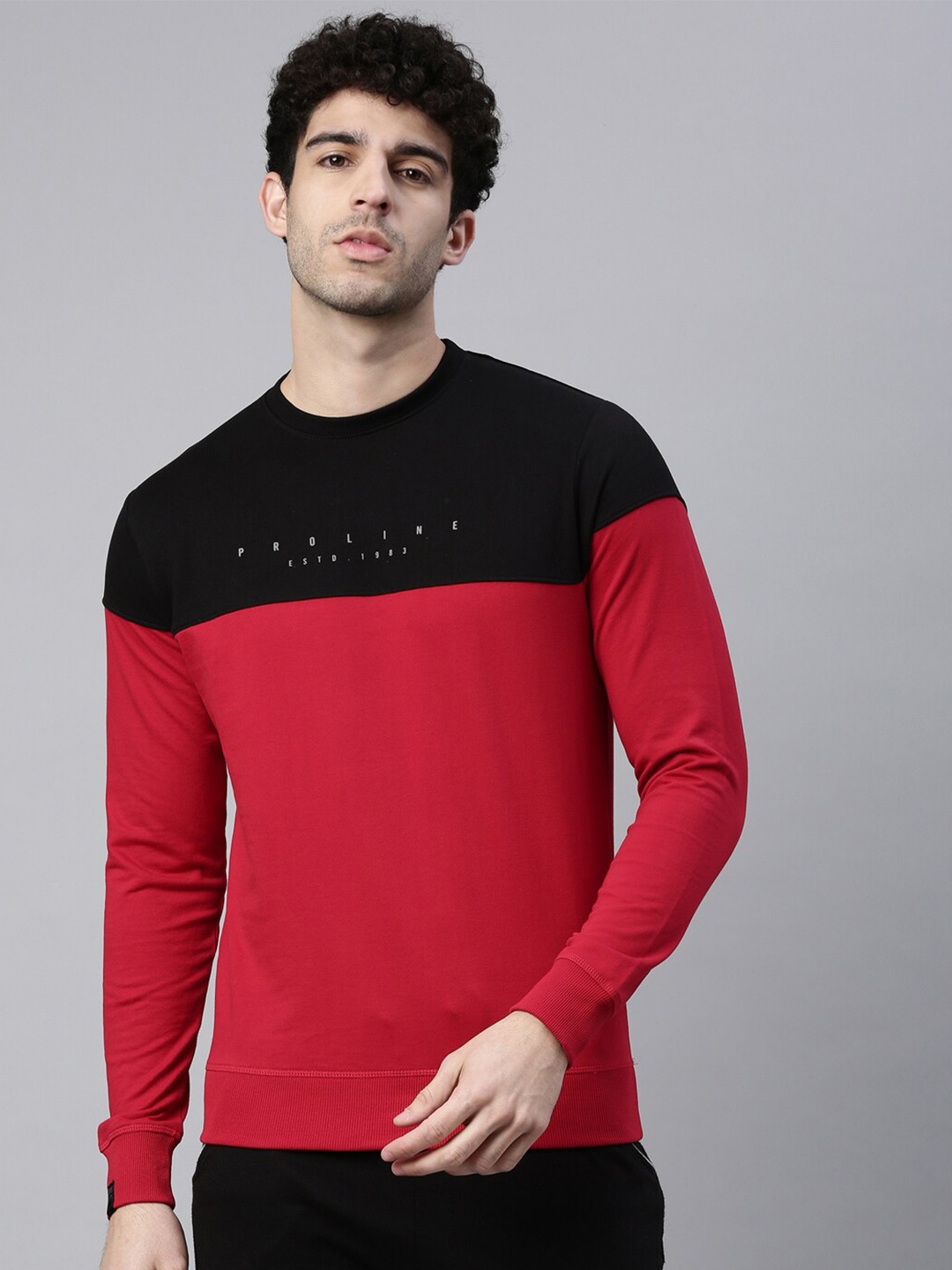

Proline Colourblocked Cotton Pullover Sweatshirt, Red