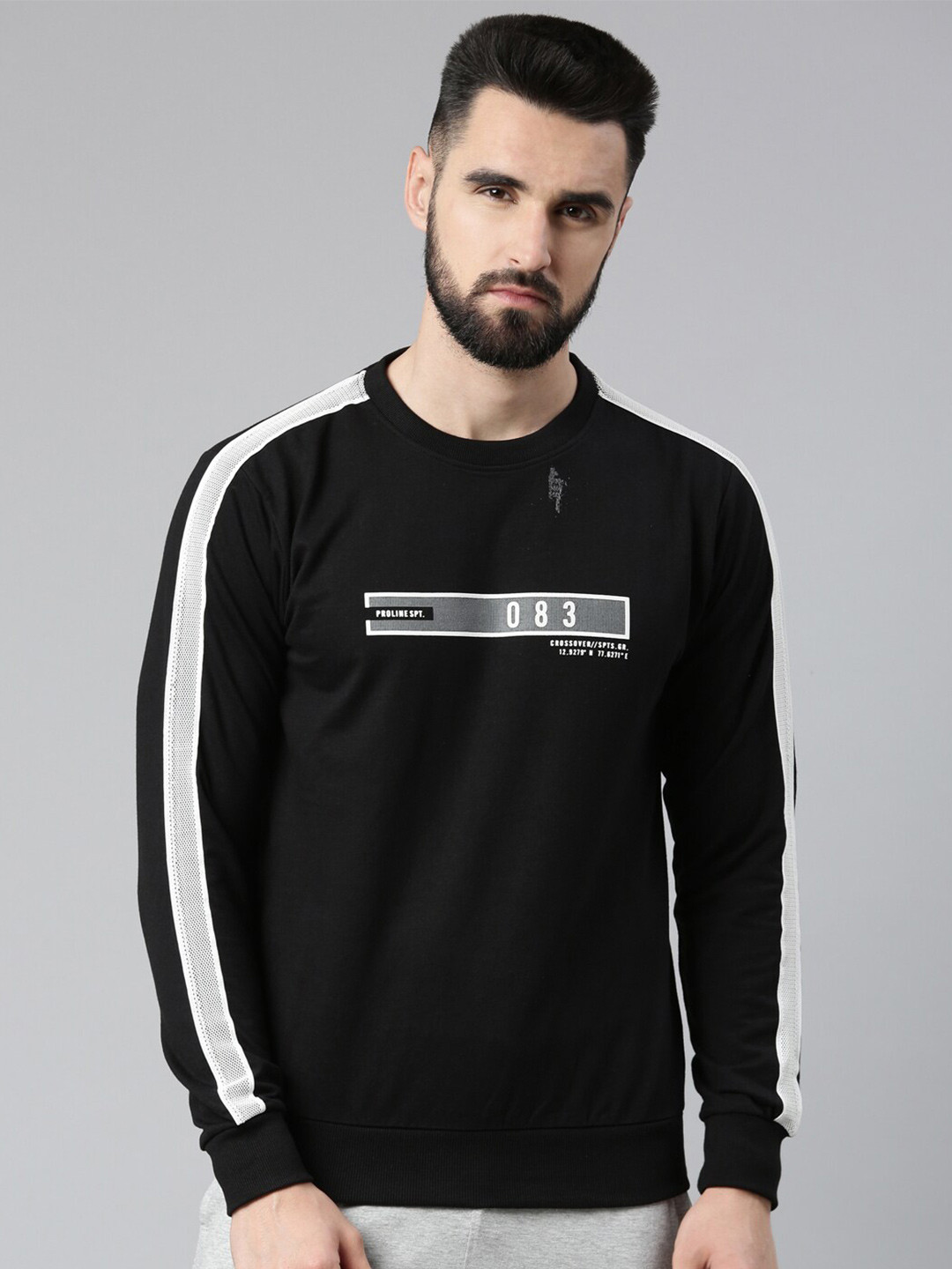 

Proline Colourblocked Cotton Pullover Sweatshirt, Black