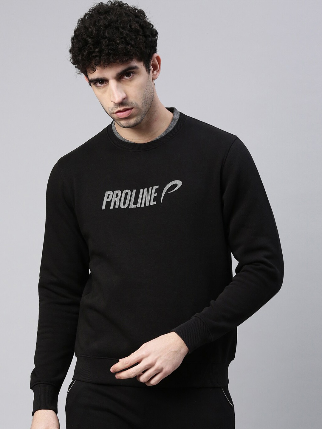 

Proline Typography Printed Cotton Pullover Sweatshirt, Black