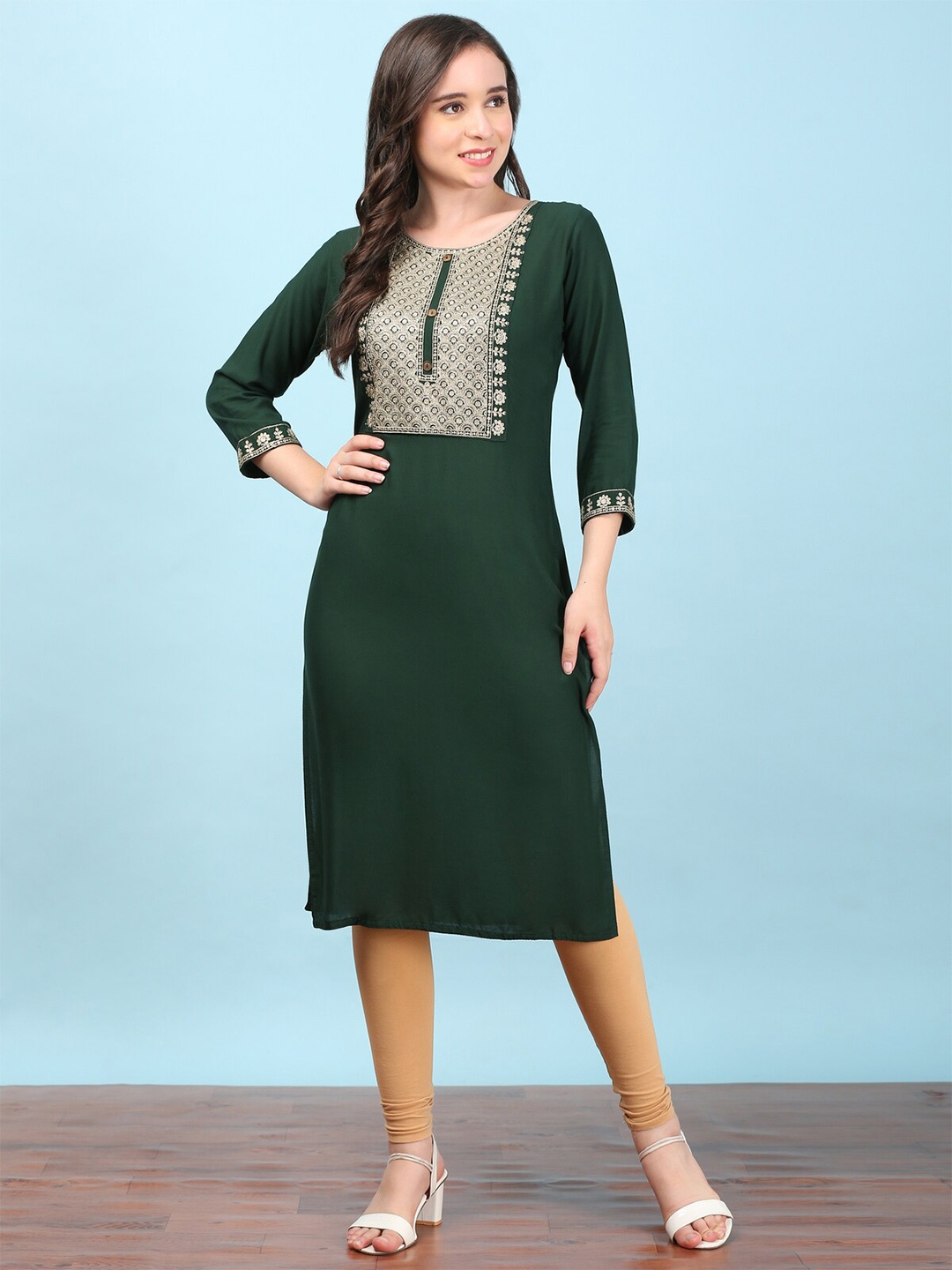 

MYSHA Yoke Design Kurta, Green