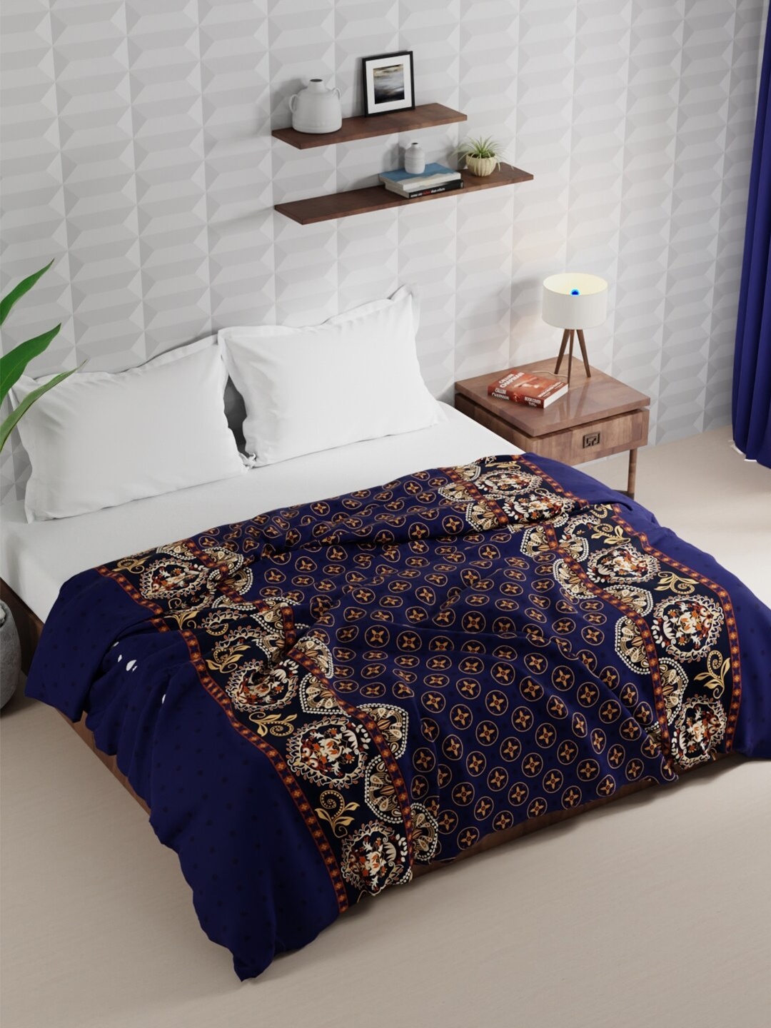 

BIANCA Rumba Purple & White Floral Microfiber AC Room 120 GSM Double Bed Comforter