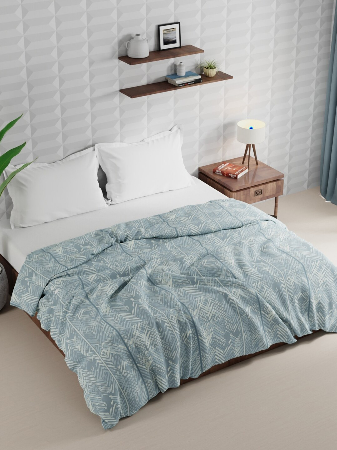 

BIANCA Rumba Blue & White Abstract Microfiber AC Room 120 GSM Double Bed Comforter