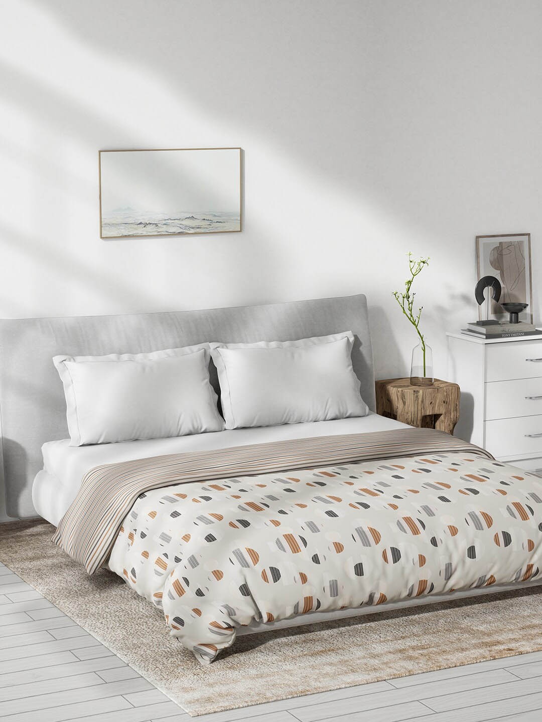 

DDecor Brown & White Geometric Mild Winter 180 GSM Reversible Double Bed Dohar