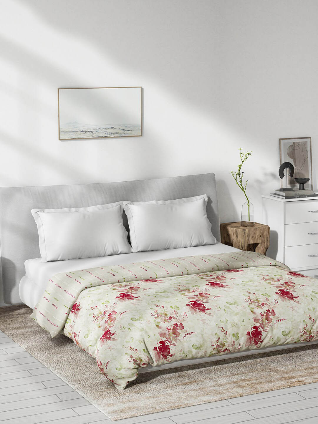 

DDecor Live Beautiful Red Floral Cotton Mild Winter 180GSM Reversible Double Bed Dohar