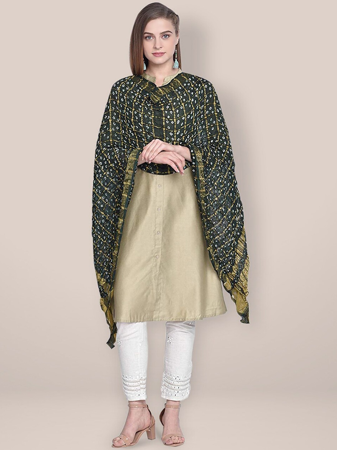 

Dupatta Bazaar Bandhani Printed Dupatta, Green