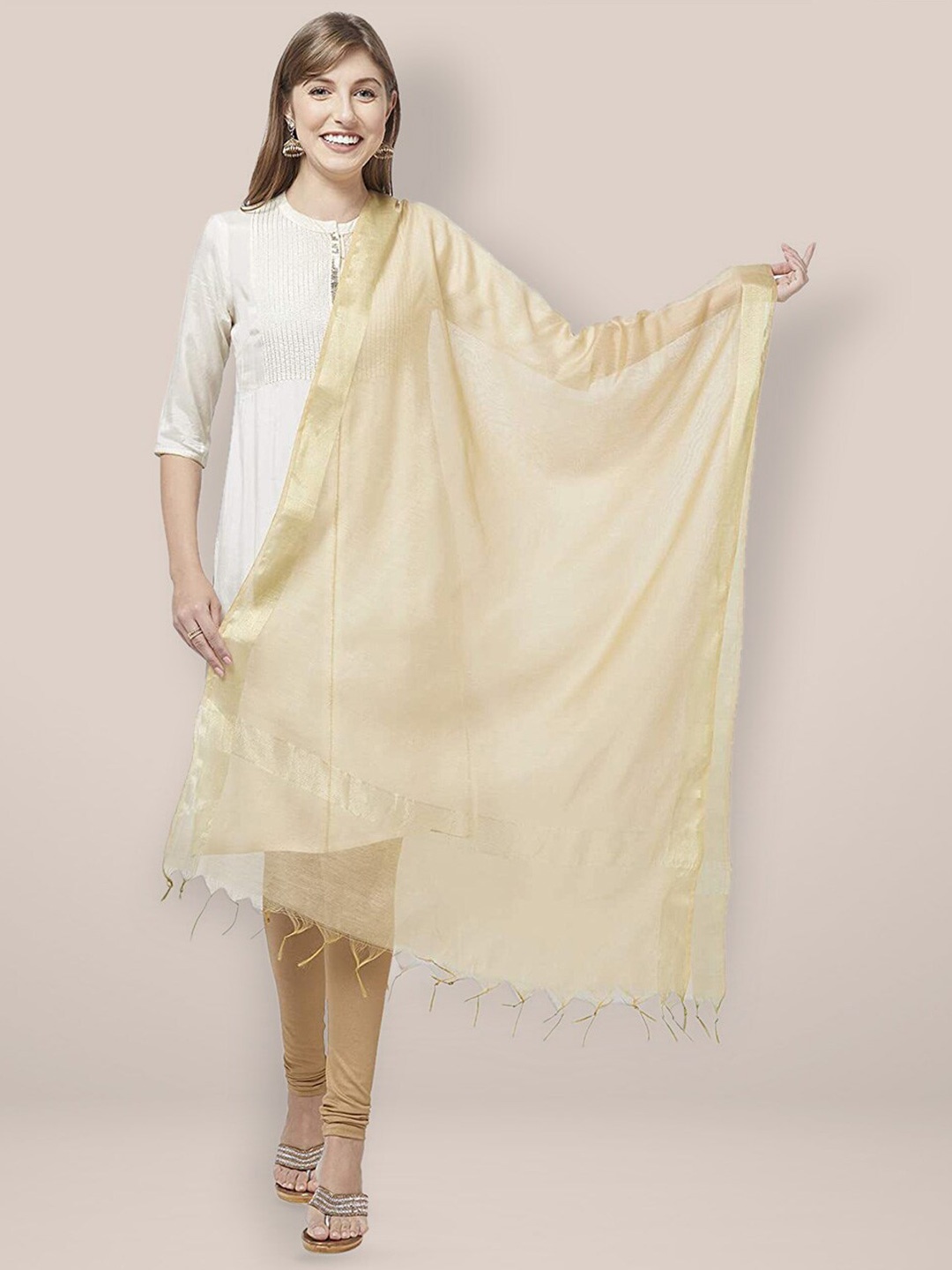 

Dupatta Bazaar Cotton Silk Dupatta, Beige