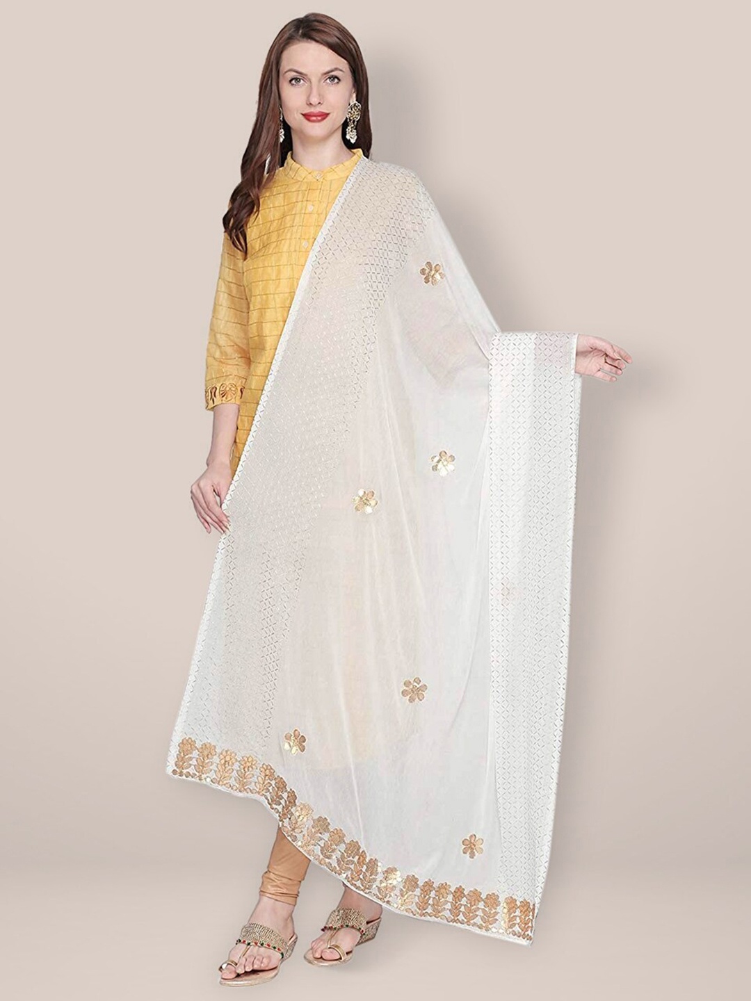 

Dupatta Bazaar Embroidered Dupatta with Gotta Patti, White